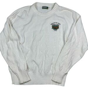 Vintage Washington State Cougars 1992 Copper Bowl white cable knit sweater SZ L
